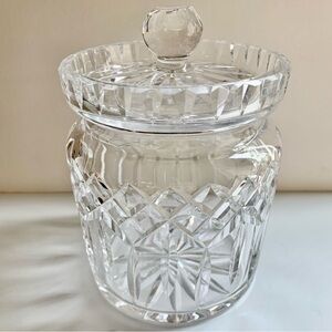 Waterford Lismore Crystal Biscuit Barrel w Lid 6” Candy Cookie Jar Ireland